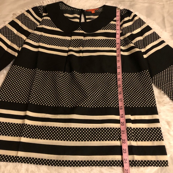 NWOT Modcloth Peter Pan Collar black and white Patterned Blouse size small - Picture 12 of 13